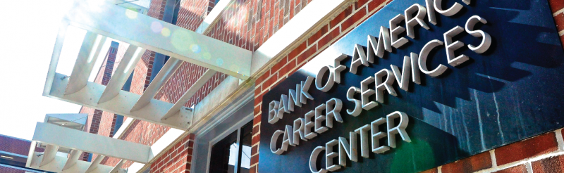 Exterior of the Bank of America Career Services Center.
