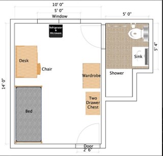 Room Layout for Eastview Terrace Rooms