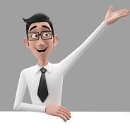 Businessman gestures up high