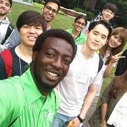 international students take selfie with orientation leader