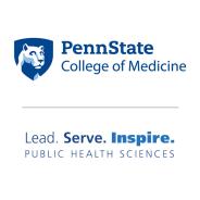Psu college of medicine logo. The words below says lead serve inspire public health sciences 