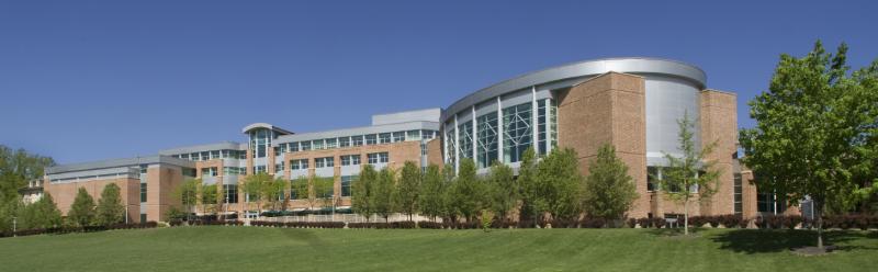 Back view of the HUB-Robeson Center from the HUB lawn