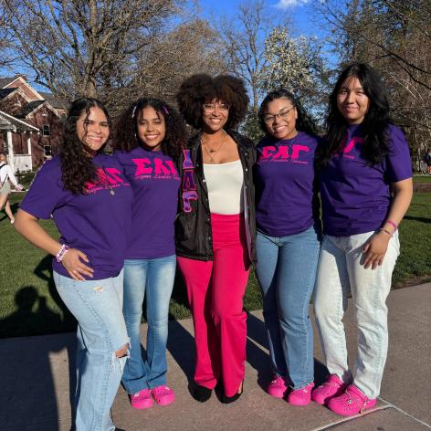 Sisters of Sigma Lambda Gamma: Kerian Martinez Pitre, Bailey Paulino-Rivera, Ashley Lebron, Innaya Michel and Litzy Sandoval. 
