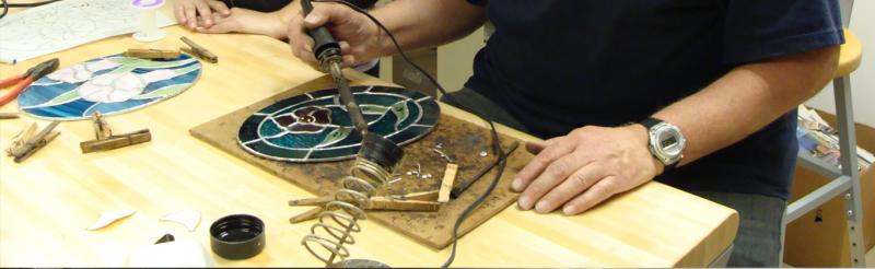 Student Making Stained Glass 