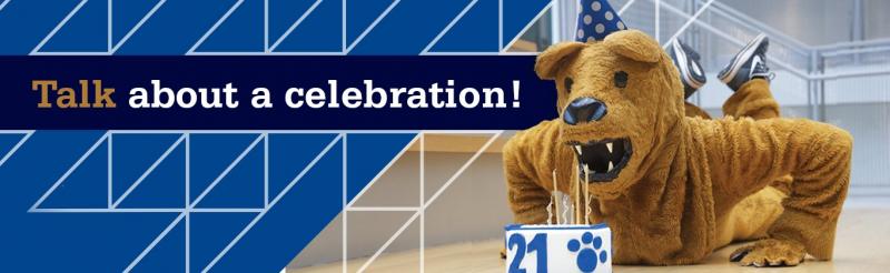 Nittany Lion blowing out birthday candles