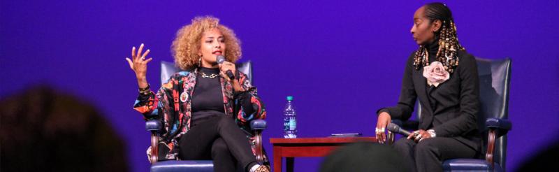 Keynote speaker at Schwab Auditorium during a MLK event