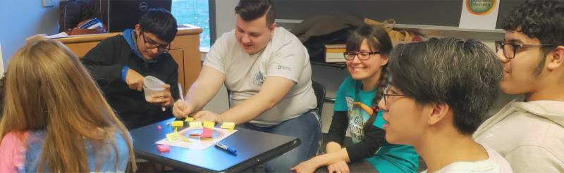 Students participating in a Special Living Option group activity