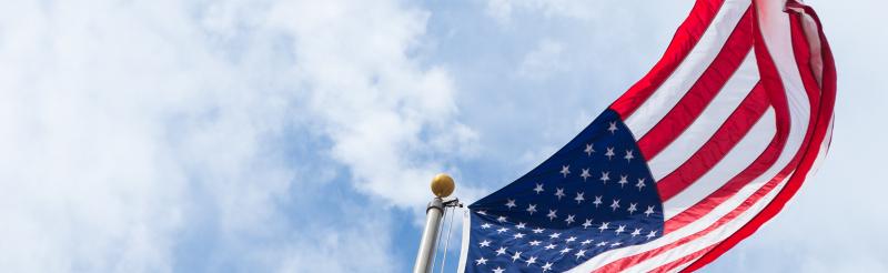 Flag of the United States flapping in the wind