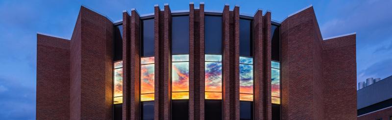 Eisenhower Auditorium at sunset