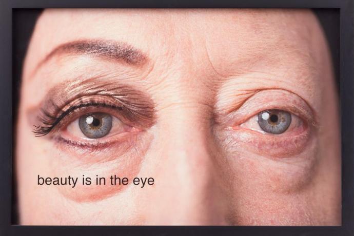 ‘Overlap: Life Tapestries’ | On view in the Robeson Gallery September 17 – November 15
Image: Martha Wilson, “beauty is in the eye,” 2014, Pigmented ink print on Canson Rag Photographique, Makeup by Melissa Roth, Photograph by Michael Katchen, 16”x 24”