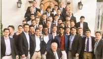Delta Upsilon brothers posing on campus
